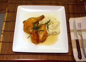 Roast Chicken with Tarragon Veloute and Cauliflower Puree